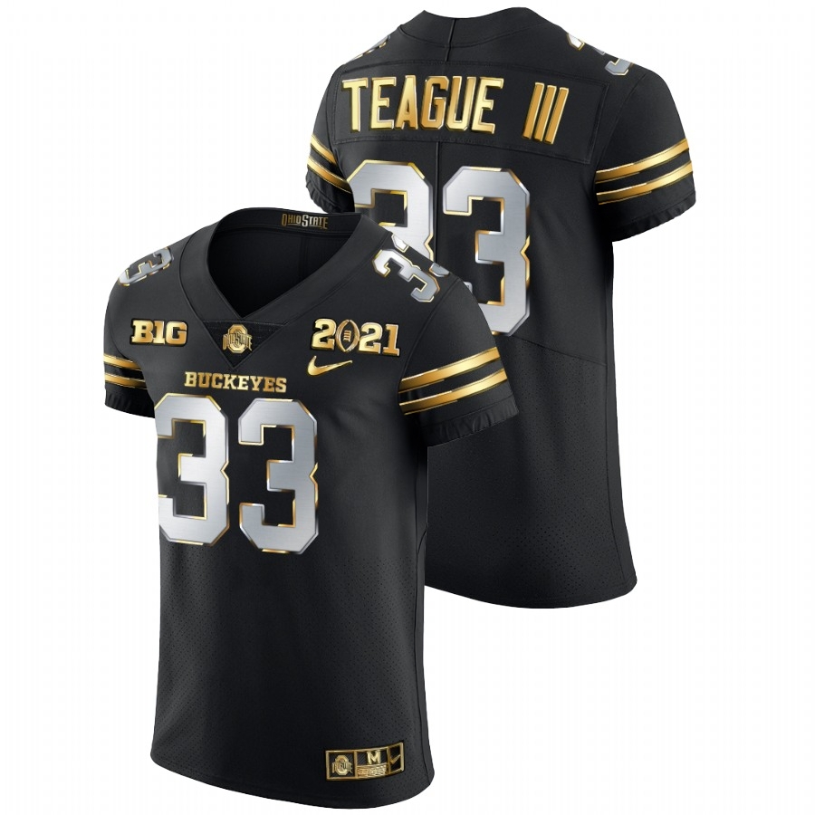 Ohio State Buckeyes Men's NCAA Master Teague III #33 Black Champions 2021 National Golden Edition College Football Jersey ZCM1849RV